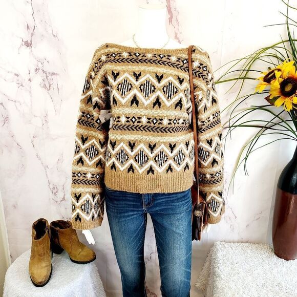 New Sam Edelman intarsia warm knit reversible sweater - Picture 7 of 12